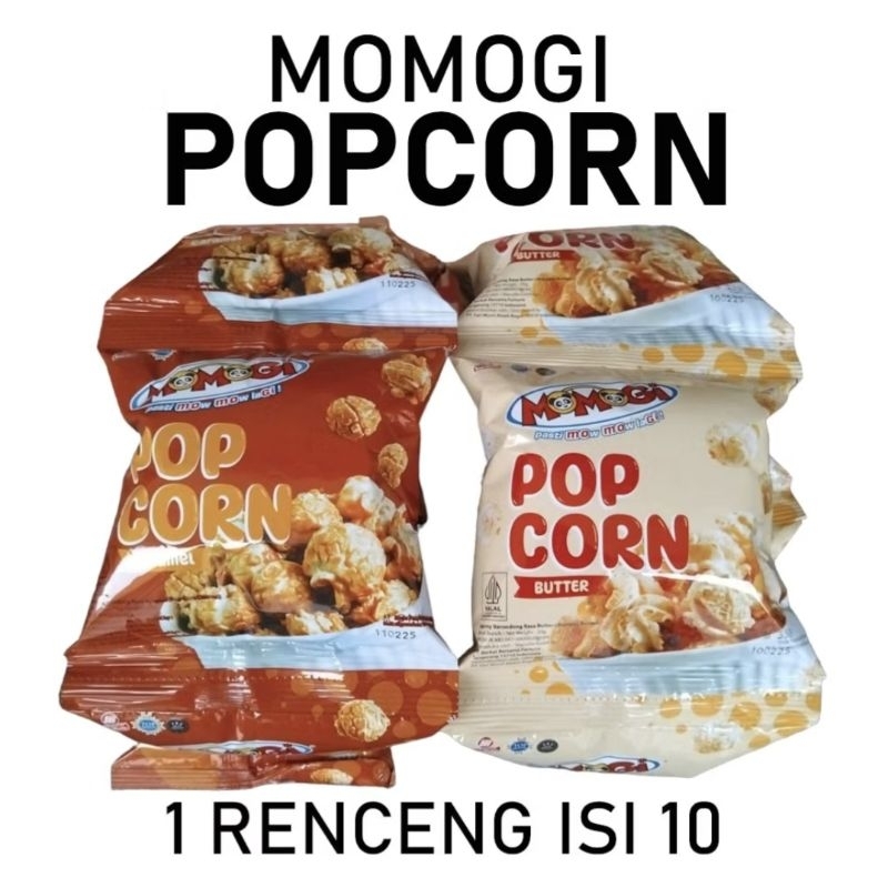 

MOMOGI POP CORN BUTTER /CARAMEL 1 RENTENG ISI 10 BUNGKUS/MOMOGI POPCORN