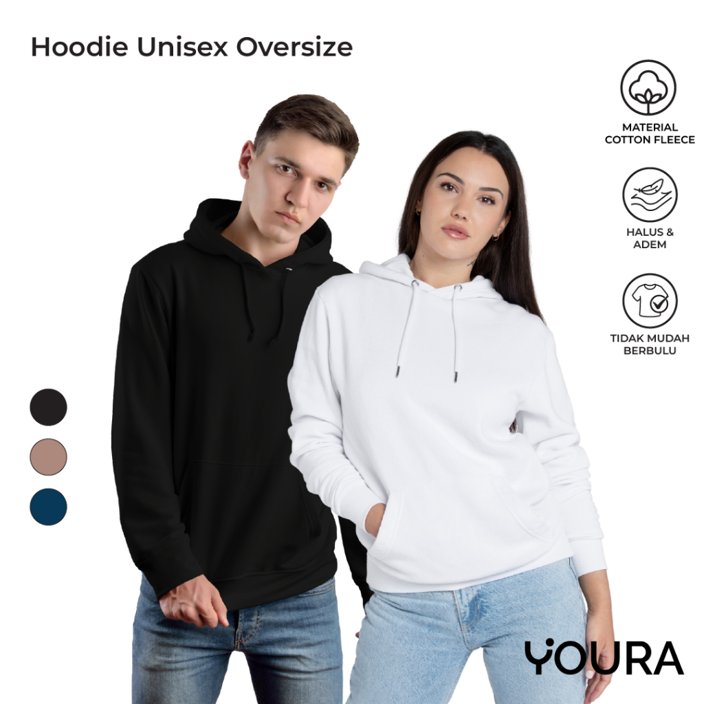 YOURA - Hoodie Unisex Oversize / Sweater Pria Wanita Oversize / Hoodie Polos Unisex