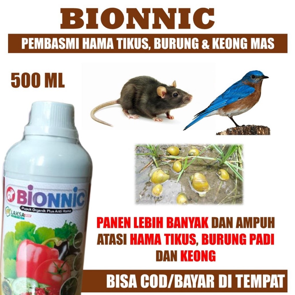 PROMO BIONNIC 500 ml Obat Racun Tikus Sawah dan Burung Padi Terbaik - Pupuk Organik Untuk Pelebat Pa