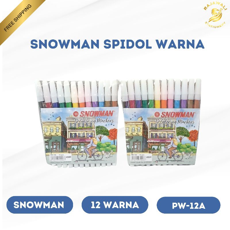 

Spidol Warna Merk Snowman | 12 Warna | PW-12A