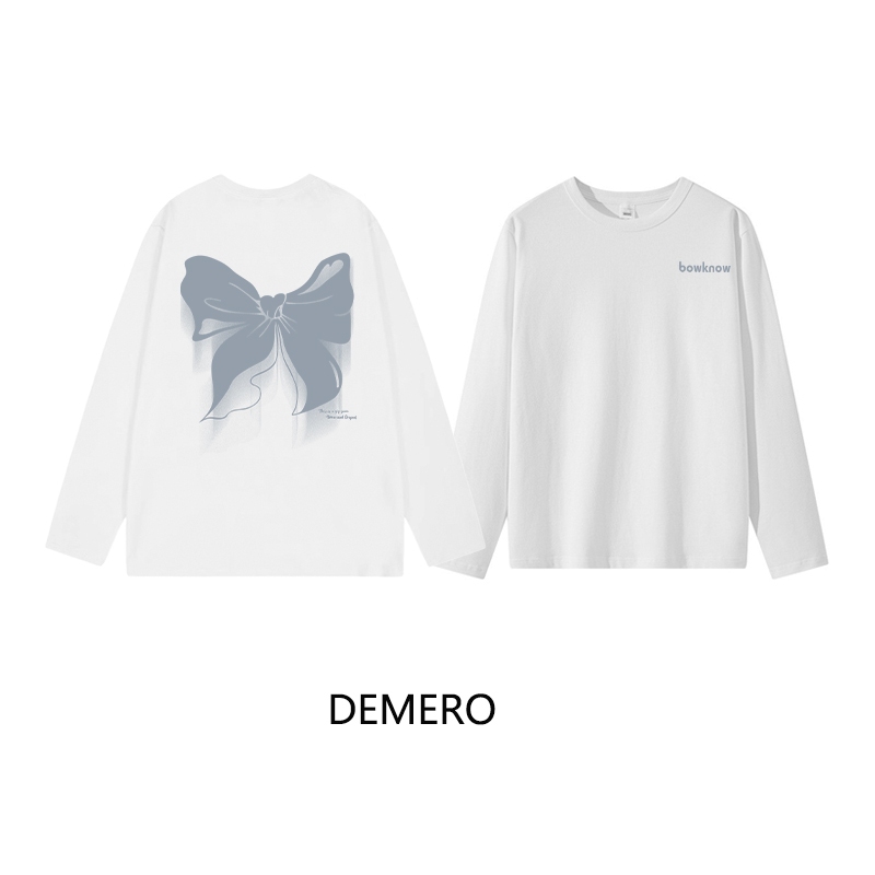 Demero atasan kaos wanita oversize lengan panjang korean style | Pola Busur biru | baju kaos polos c