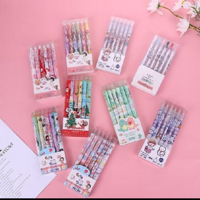 

6PCS PULPEN GEL MEKANIK 0.5MM / BALLPOINT MEKANIK FS/ LUCU PULPEN GEL