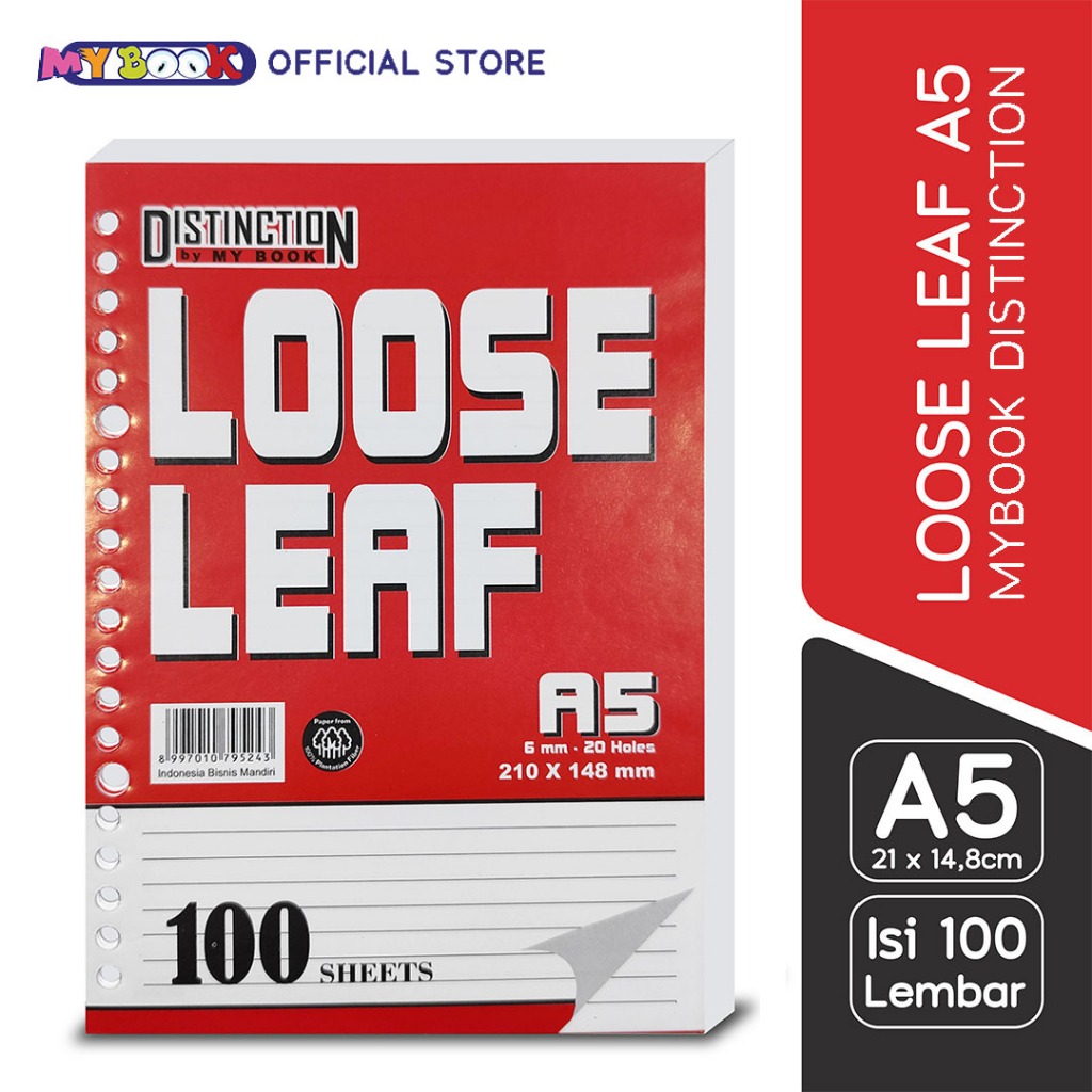 

My Book Distinction Loose Leaf / Isi Binder A5 Garis - 100 Lembar 20 Holes