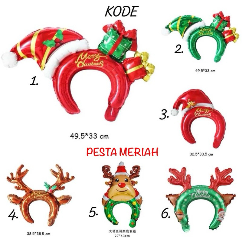 BALON FOIL BANDO NATAL / BALON FOIL BANDO CHRISTMAS / BALON FOIL BANDO TANDUK RUSA / BALON FOIL BAND