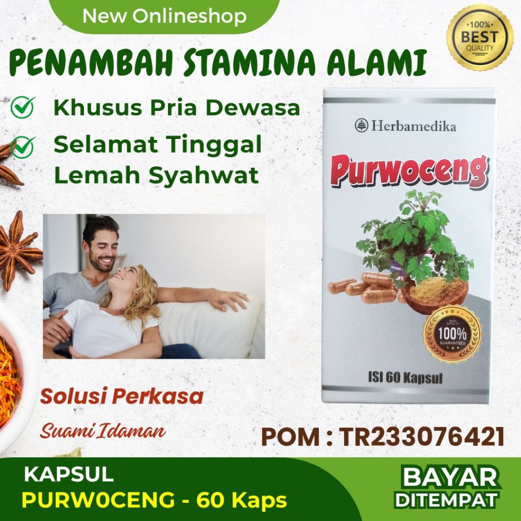 Kapsul Purwoceng Tahan Lama Asli Original BPOM isi 60 Kapsul