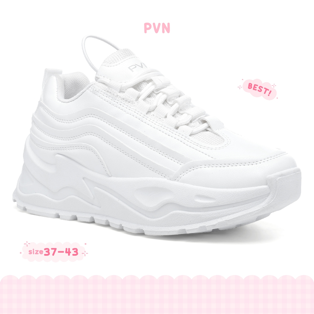 PVN Taecyeon Sepatu Sneakers Wanita Putih Hitam Krem Kasual Sport Shoes White Black 234