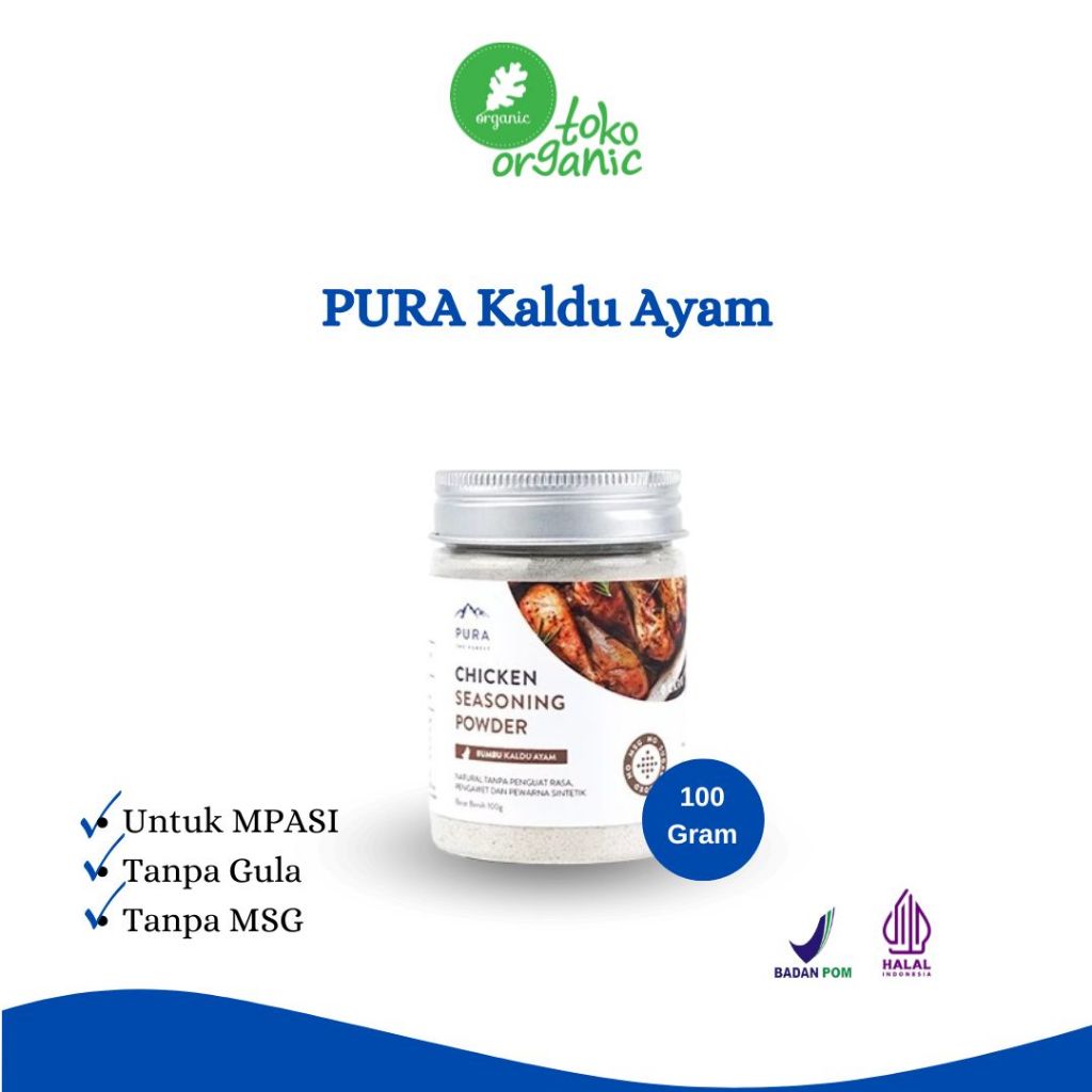 

PURA Chicken Seasoning, Kaldu Ayam Bubuk (100gr) | Bumbu Kaldu Ayam, Kaldu MPASI, Kaldu Ayam Serbaguna NO Gula NO MSG