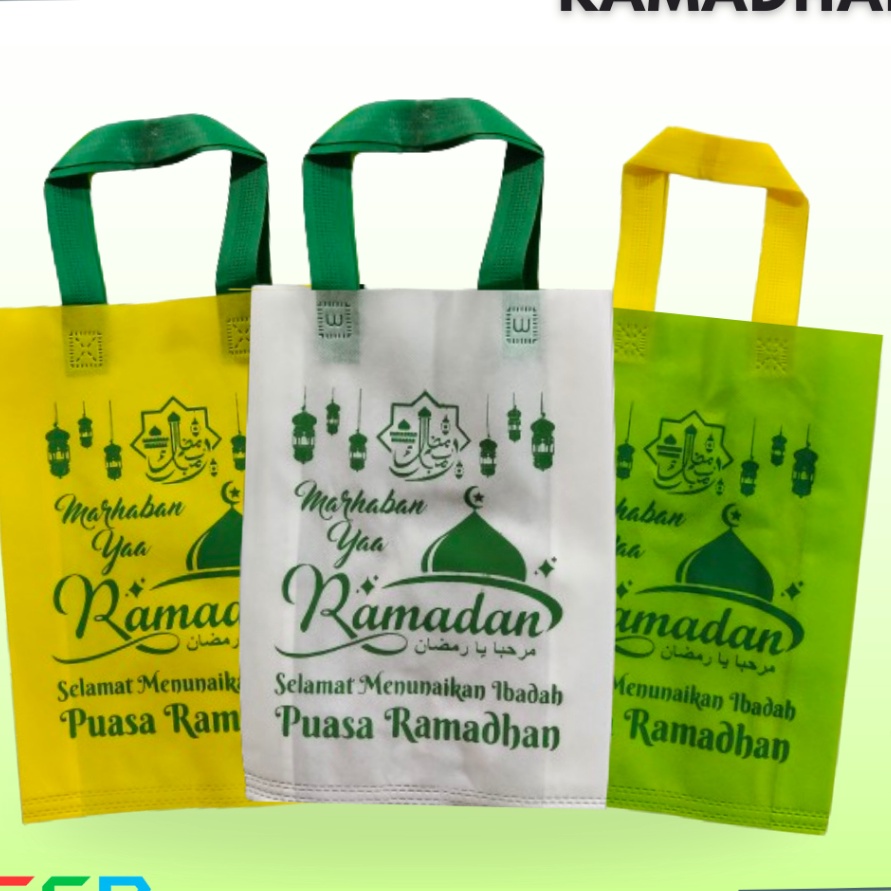 

2 IN 1 1 LUSIN 12 PC Goodie Bag Handle HLS edisi Marhaban ya Ramadhan uk 3x4x8 dan 38x45x9 TAS SPUOND MARHABAN