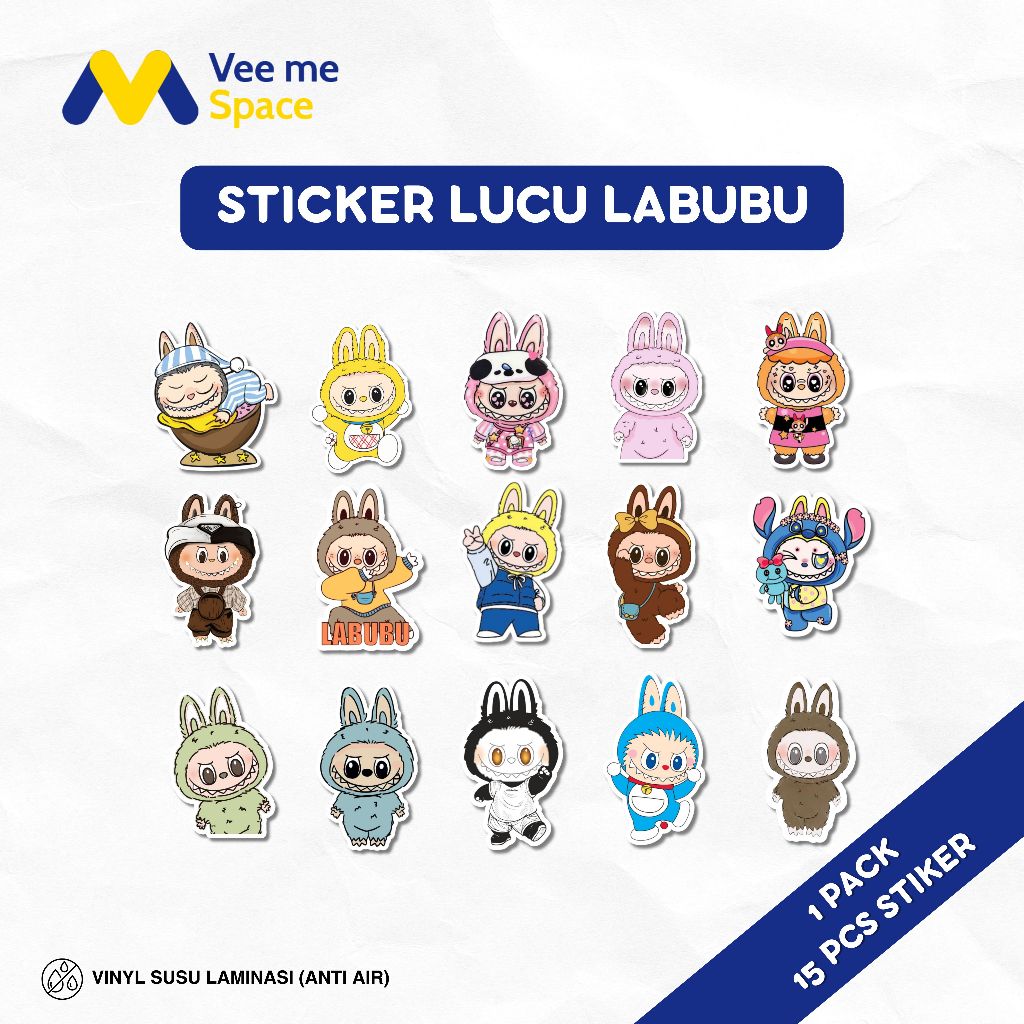 

[ISI 15 PCS] Stiker Labubu | Stiker Lucu Labubu | Stiker Anak Labubu | Stiker Laptop | Stiker Helm Ukuran | Stiker Labubu 3 - 6 cm