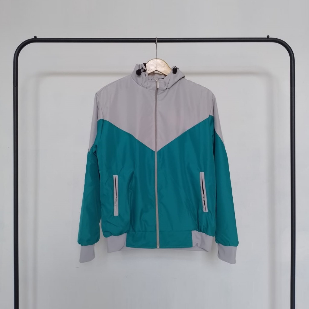 Jaket Parasut Olahraga Jumbo Abu tosca pria wanita