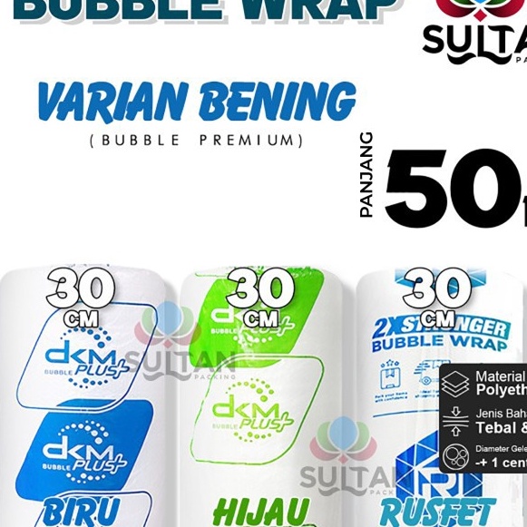 

Wah Plastik Bubble Wrap 3cm x 5m Bubblewrap BENING RUSFET DKM PLUS ROLL