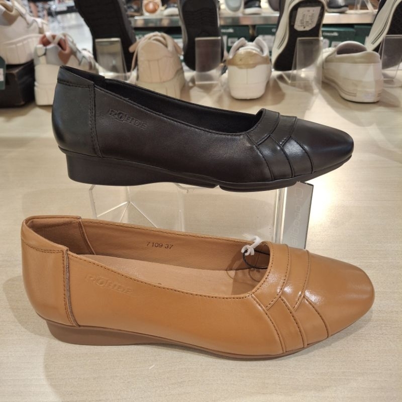 Rohde new sepatu formal wedges hak 2cm wanita upper 100% kulit sapi asli ringan empuk & ori size 36-