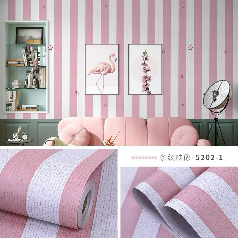 wallpaper dinding termurah bintang salur pink