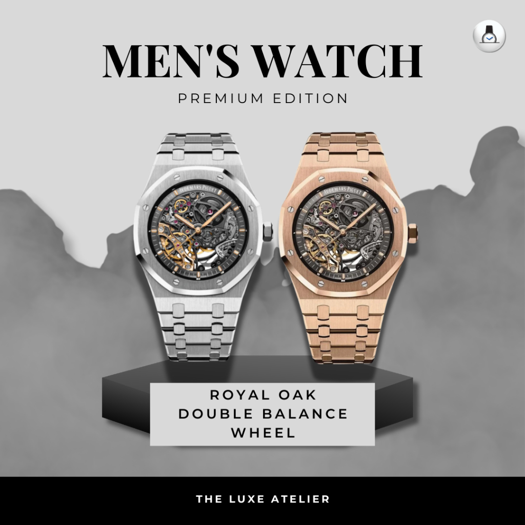 LUXURY MAN WATCH / JAM AP ROYAL OAK DOUBLE BALANCE WHEEL & SKELETON AUTOMATIC SERIES