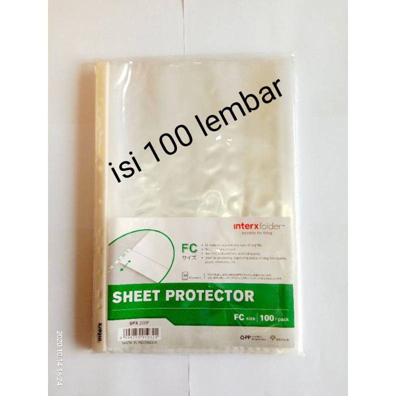 

ART C9P3 PP Pocket Folio InterX isi 1 Lembar Sheet Protector F4 Inter X pak 1
