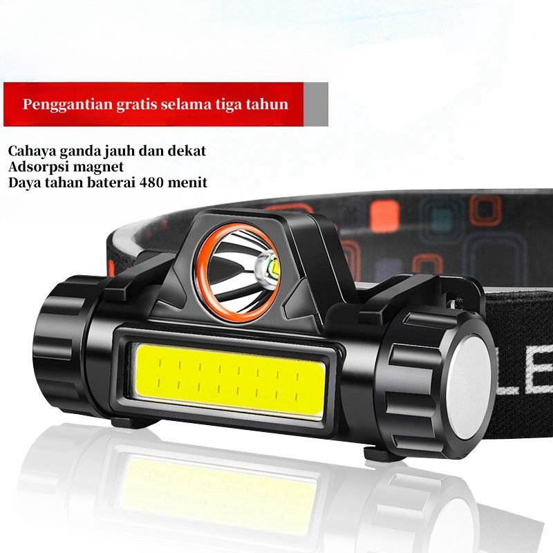 Senter LED Kepala/Lampu Sorot Panjang LED Yang Kuat/Lampu Depan Portabel Mini Memancing Lampu Penamb