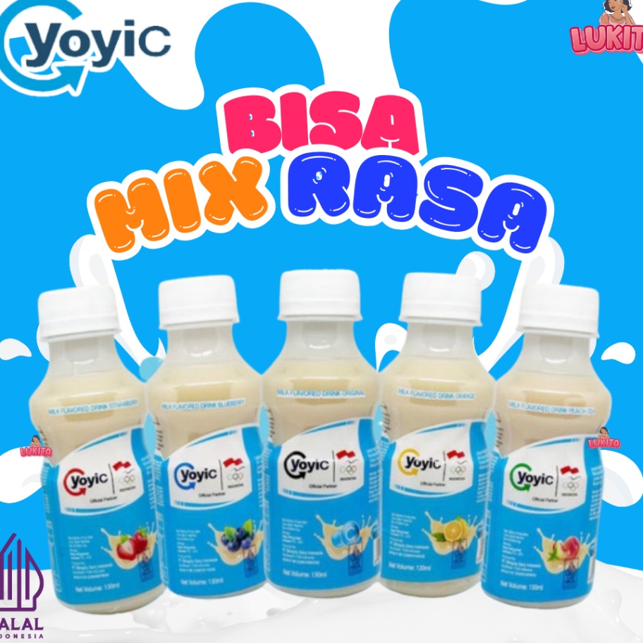 

SUPER YoyiC Yogurt 13ml 1 Lusin 12 Botol Bisa Mix Rasa Original Jeruk Blueberry Peach Strawberry Minuman Susu Fermentasi Mengandung Lactobacillus Paracasei yang baik untuk pencernaan usus Halal YoyiC Dairy Official Indonesia