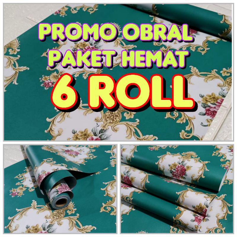 PROMO OBRAL PAKET HEMAT 6 ROL ( COD BAYAR DI TEMPAT ) Wallpaper Sticker Dinding Motif Batik Mewah El