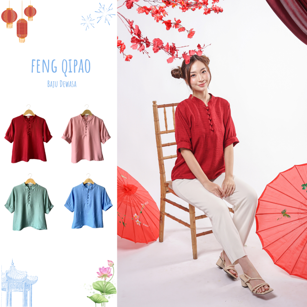 LA LA LAND FENG QIPAO BLOUSE WANITA | Atasan Imlek Wanita | Baju Imlek | Cheongsam | Blouse Imlek