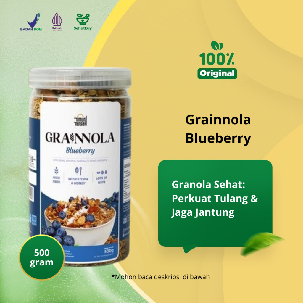 

Granola Blueberry Timur Tengah Grainnola Sereal Makanan Sehat 500gr