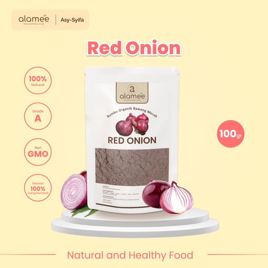 

ALAMEE Bawang Merah Bubuk Red Onion Seasoning Powder Bumbu Dapur Organik Masak Tanpa Campuran 100g