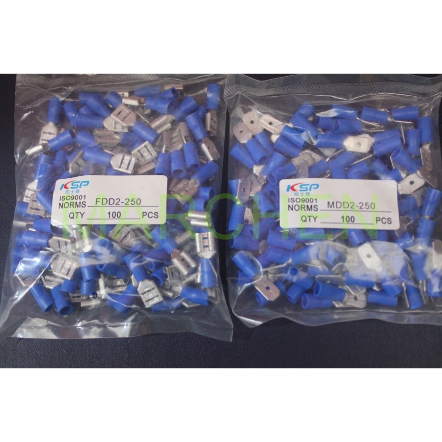 Skun Male Female Disconnector Ukuran Kabel 1.5mm - 2.5mm Biru