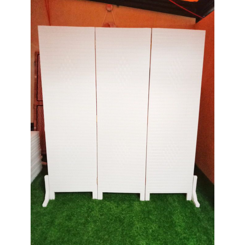Ready banyak sketsel partisi screen pembatas penyekat ruangan lipat portable rotan sintesis 3panel/d
