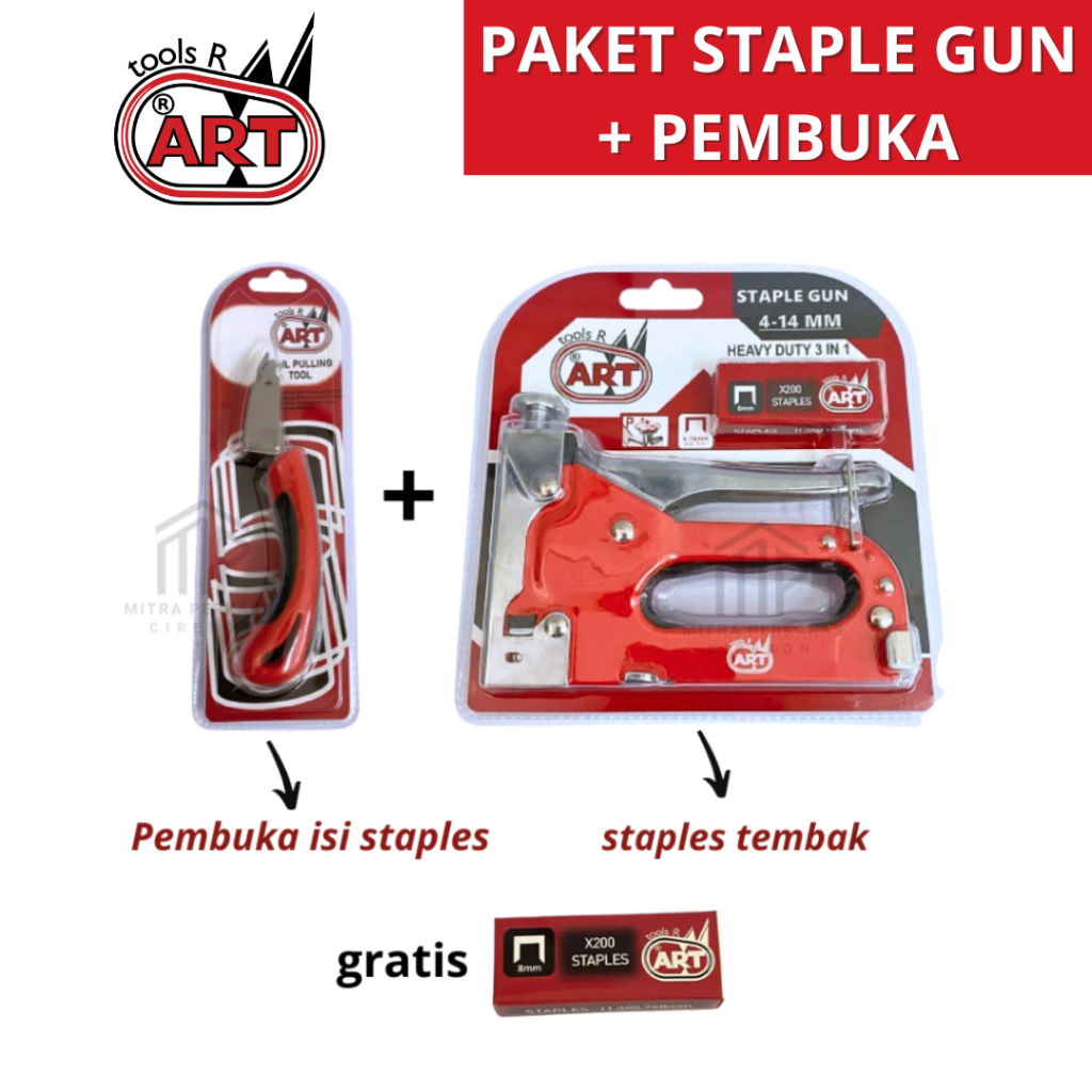 

Paket Staples tembak 3 in 1 + pembuka / staple gun 3 in 1 + nail puller ART