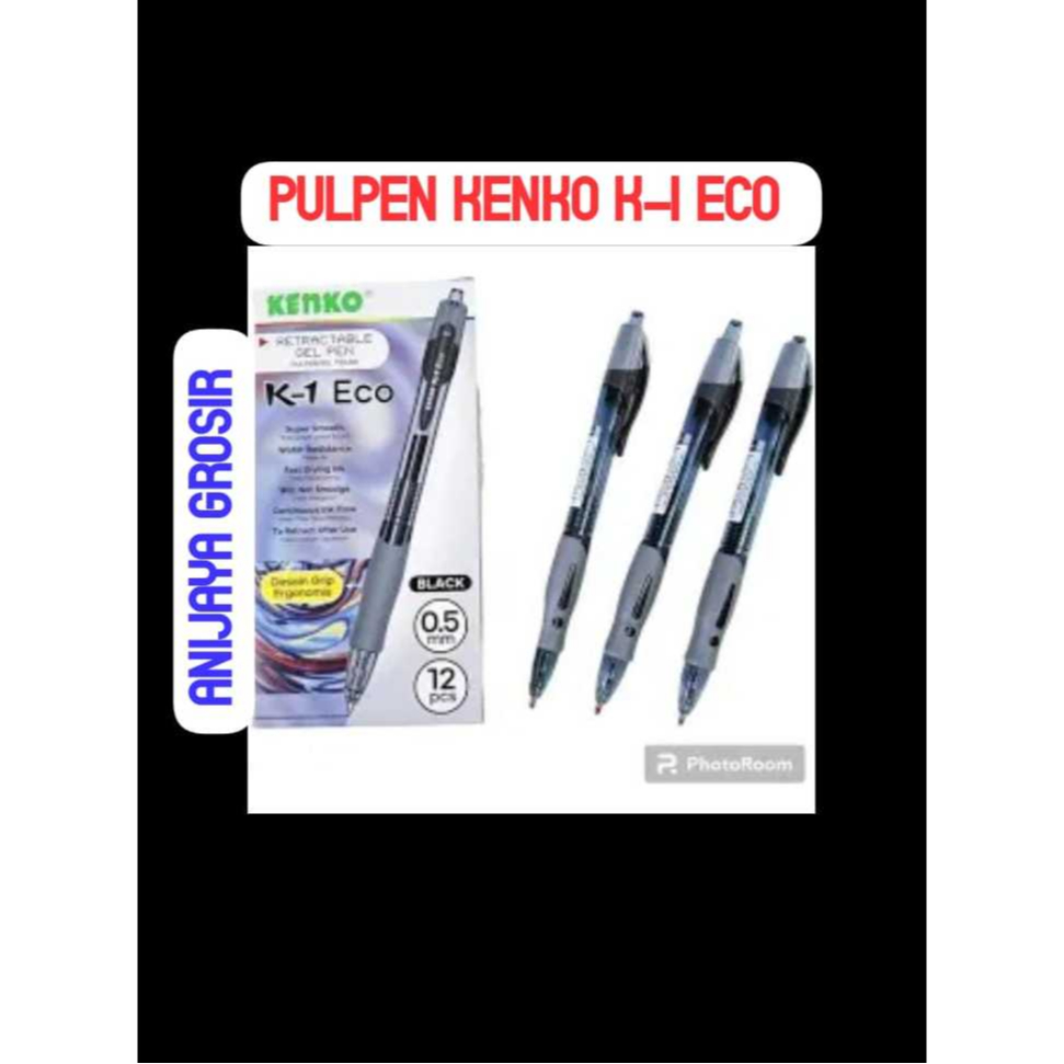

GEL PEN /PULPEN KENKO K-1 ECO, 1PACK ISI 12 PCS SUPER SMOOTH /WATER RESISTANCE BERKUALITAS TERBAIK