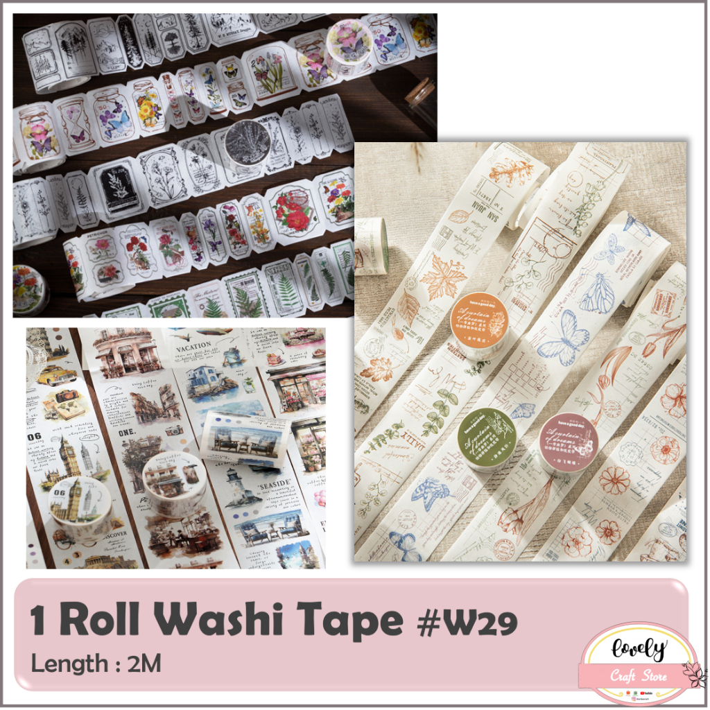 

LovelyCraftStore | W29 Washi Tape Deco Tape Paper Tape Selotip Kertas Dekorasi Journal Bujo Scrapbook DIY