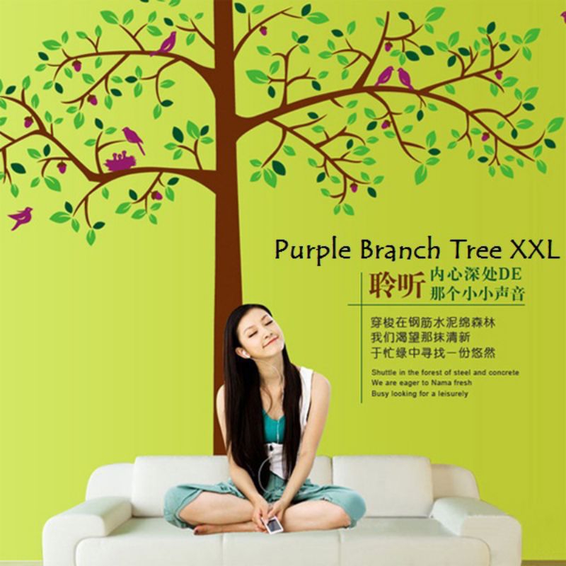 KYKIDS Wallsticker Motif pohon besar frame foto hewan 2XL (isi 2 uk 60x90)