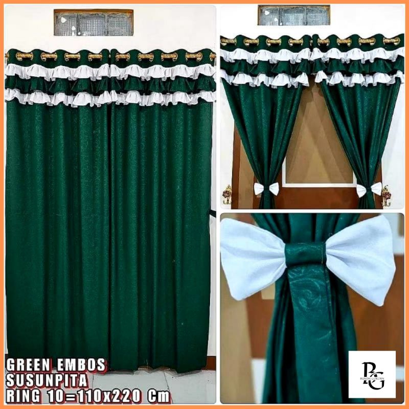 GORDEN POLOS SUSUN PITA UKURAN 110cm x 220cm / GORDEN POLOS PONI RUMBAI 10 RING / TIRAI POLOS SUSUN 