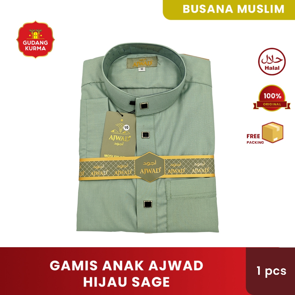 Gamis Jubah Anak Laki-laki Ajwad Hijau Sage