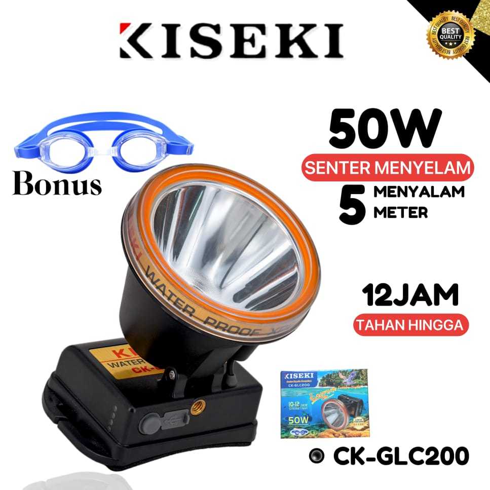 Kiseki Senter Kepala Selam CK-GLC200 50WATT Senter Kepala Diving Super Terang Dengan Sensor Gerak St