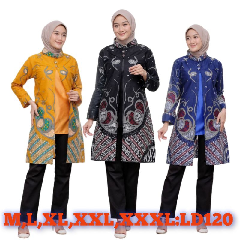 TUNIK BATIK PEKALONGAN/ATASAN BAJU BATIK WANITA MODERN/BAJU ATASAN TUNIK BATIK  WANITA