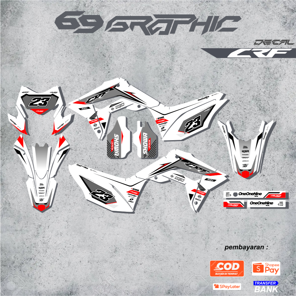 DECAL HONDA CRF 150 L FULLBODY PUTIH HOLOGRAM GLOSSY DOFF BY 69 GRAPHIC
