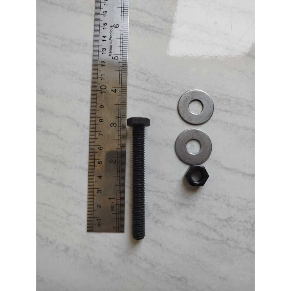 Baut Mur Hitam UNC 3/8" x 3" Kunci 14  / Baut Besi Hitam 3 inch