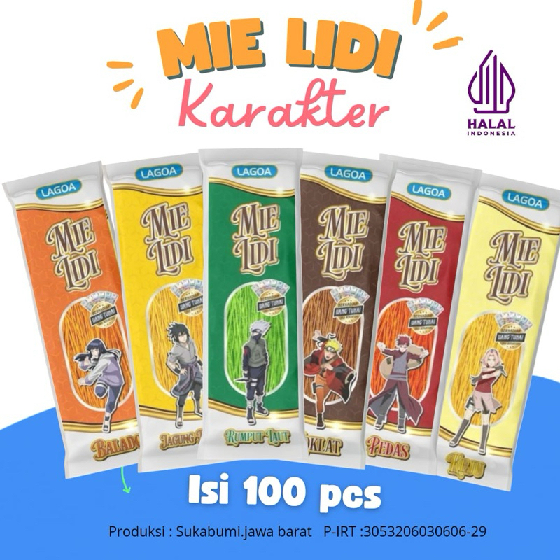 

[LAGOA SNACK] ISI 100 pcs MIE LIDI KARAKTER 6 RASA BISA CUSTOM RASA COKLAT KEJU PEDAS BALADO RUMPUT LAUT JAGUNG BAKAR