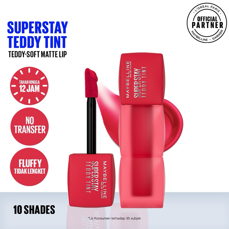MAYBELLINE  Superstay Teddy Tint 5 mL - Teddy Soft Matte Lipstick Lipcream Lipstik Lip Tint