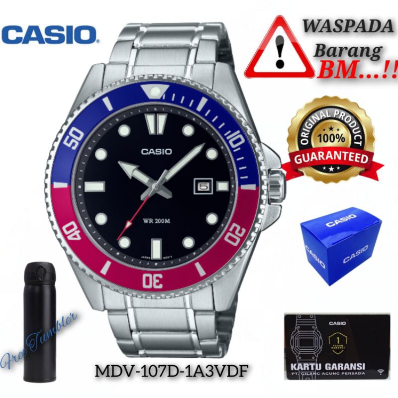 Jam Tangan Pria CASIO MDV-107D-1A3VDF Original Tahan Air Garansi Resmi