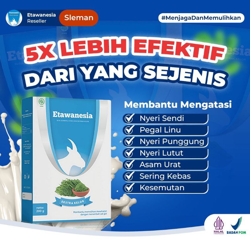 

￼SUSU ETAWANESIA ETAWA BIRU Susu Kambing Etawa 5 X Lebih Efektif Dari Yang Sejenis + Ekstrak Moringa Rasa Premium Enak Tidak Prengus ETAWANESIA ORIGINAL