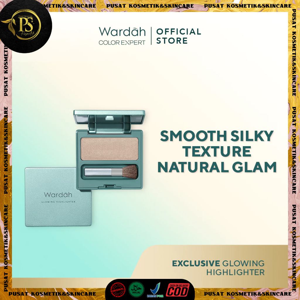 Wardah Exclusive Glowing Highlighter Netto 6.5 Gr l Shimmer Highlighter Glowing Finish