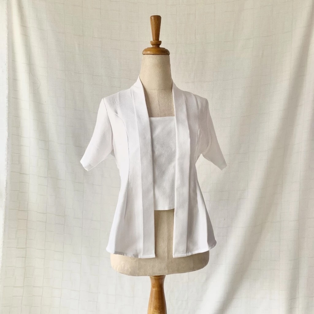 Loewes KEBAYA KUTU BARU PUTIH HITAM Kutubaru Modern Simple Aesthetic Atasan Polos