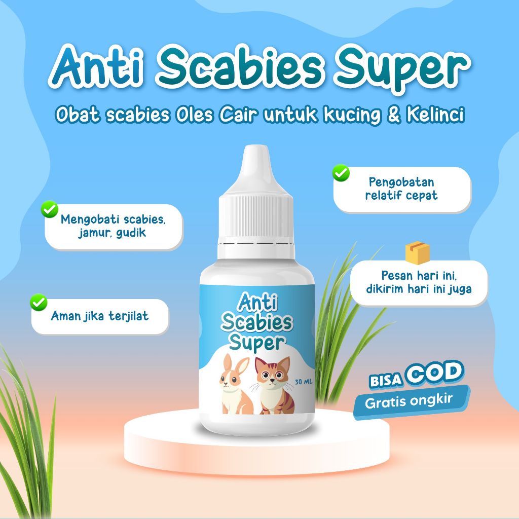 OBAT SCABIES JAMUR KUCING KELINCI ANTI SCABIES SUPER 30 ML OLES  Demodex Impetigo Kutu Parasit Cacin
