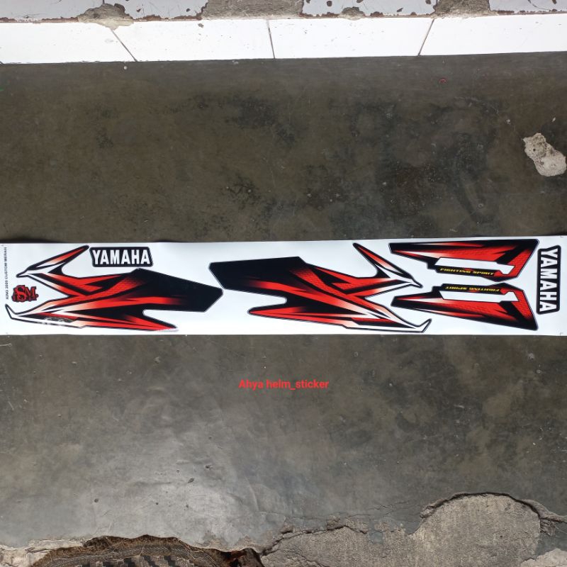 Sticker striping motor yamaha rx king RX KING 2005 custom merah print cutting tahan pernis