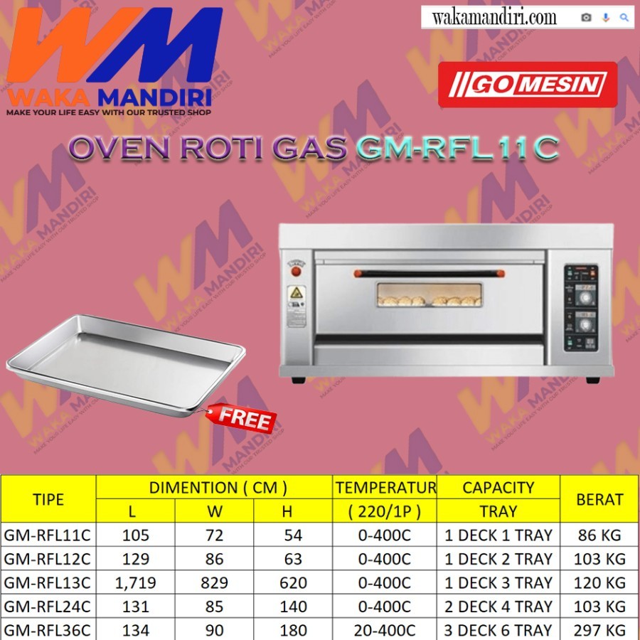 Oven Gas Deck 1 Deck 1 Tray Gomesin Gm-Rfl11c Oven Gas 1 Deck 1 Tray