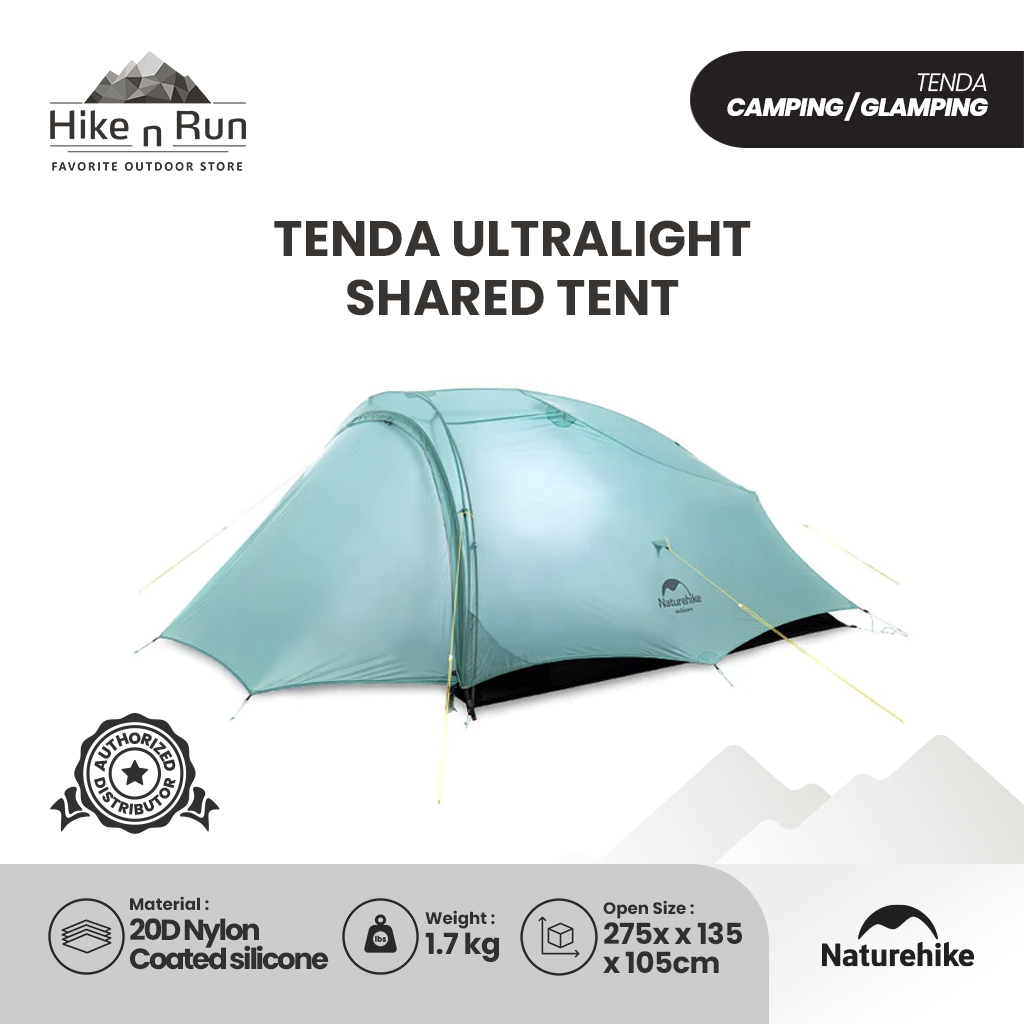 Naturehike NH20ZP091 Shared Tenda Hiking Ultralight 2 Orang 20D