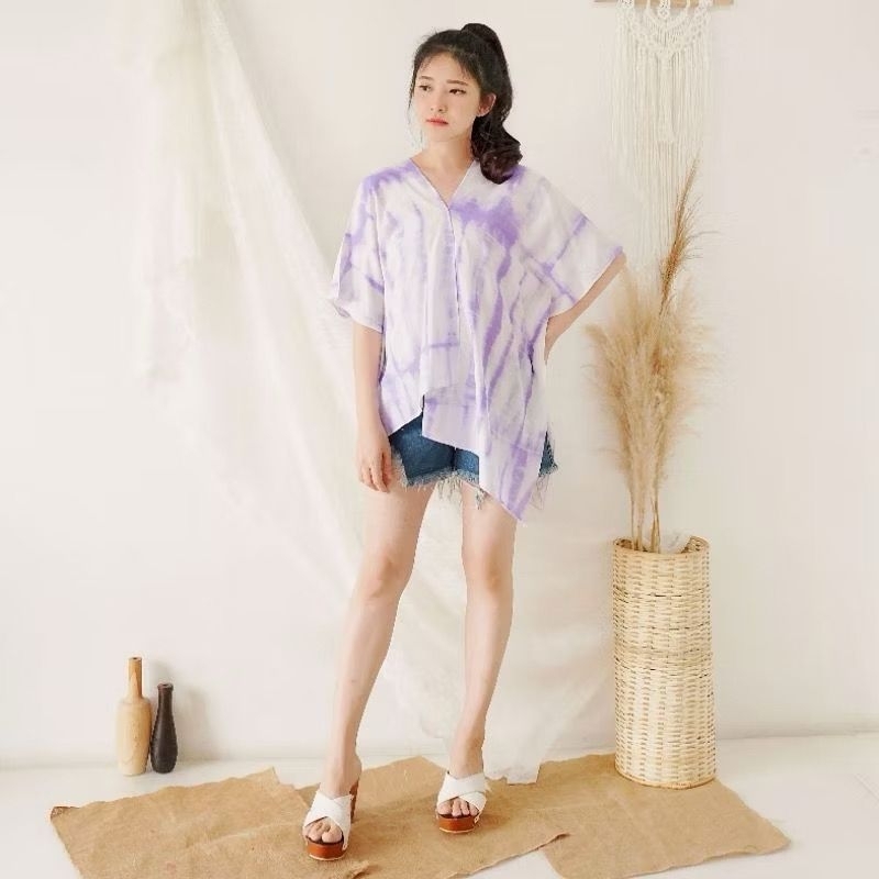 TIE DYE TOP / BLUS ATASAN RAYON TIE DYE / ATASAN CORAK SEMBUR / ATASAN RAYON PREMIUM.