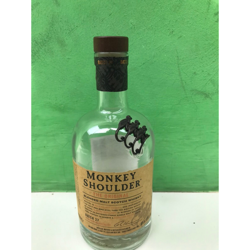 botol bekas minuman monkey shoulder TANPA DUS botol antik botol unik pajangan botol hiasan