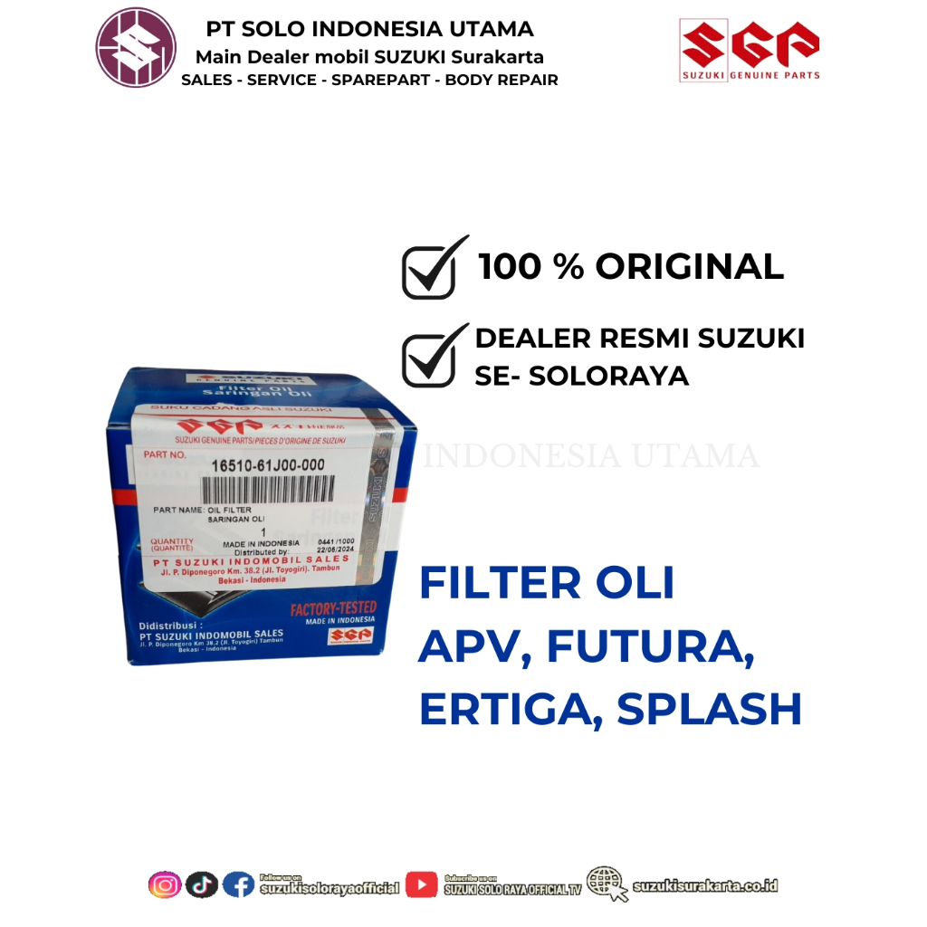 FILTER OLI MOBIL SUZUKI APV, FUTURA, ERTIGA, SPLASH